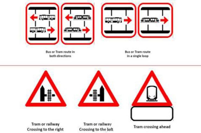 Dubai Tram Traffic Signs